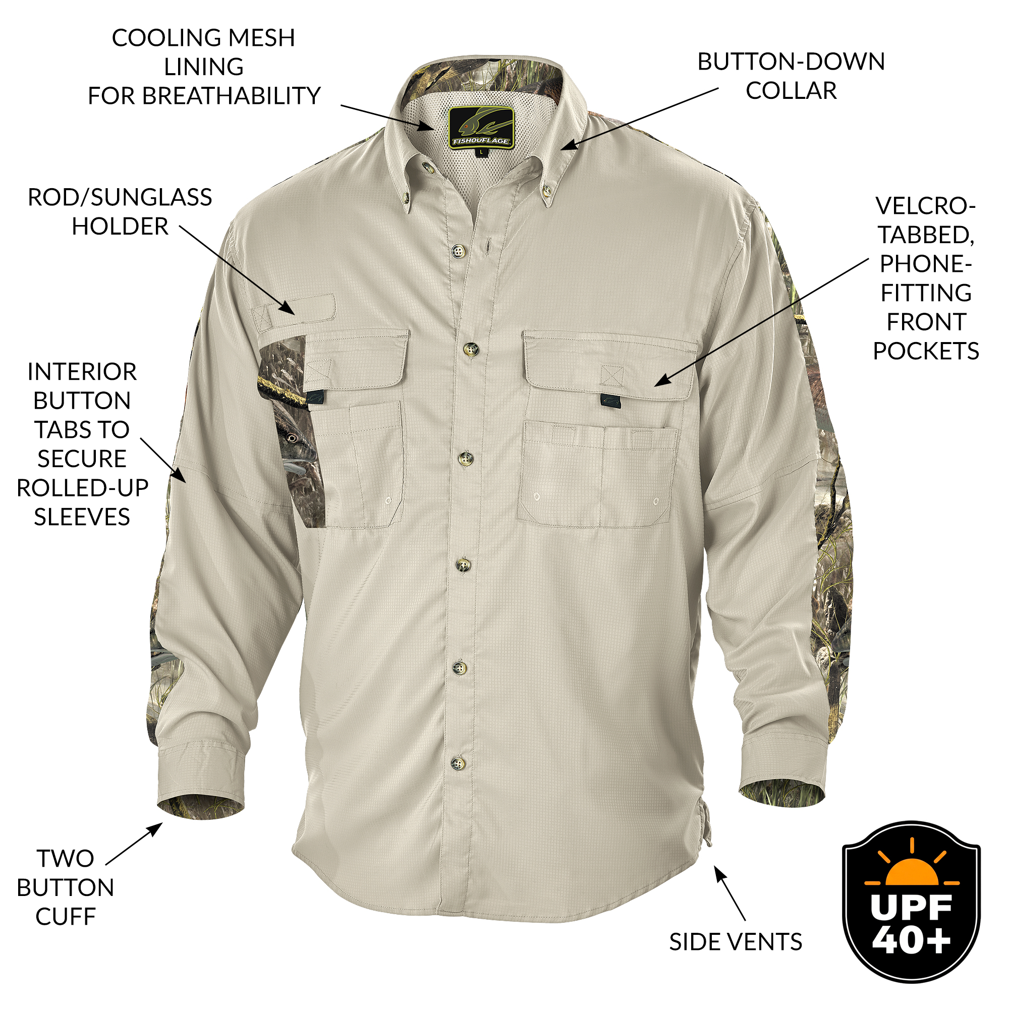 Split Rock Guide Shirt (Redfish/Stone/Black) - Image 2